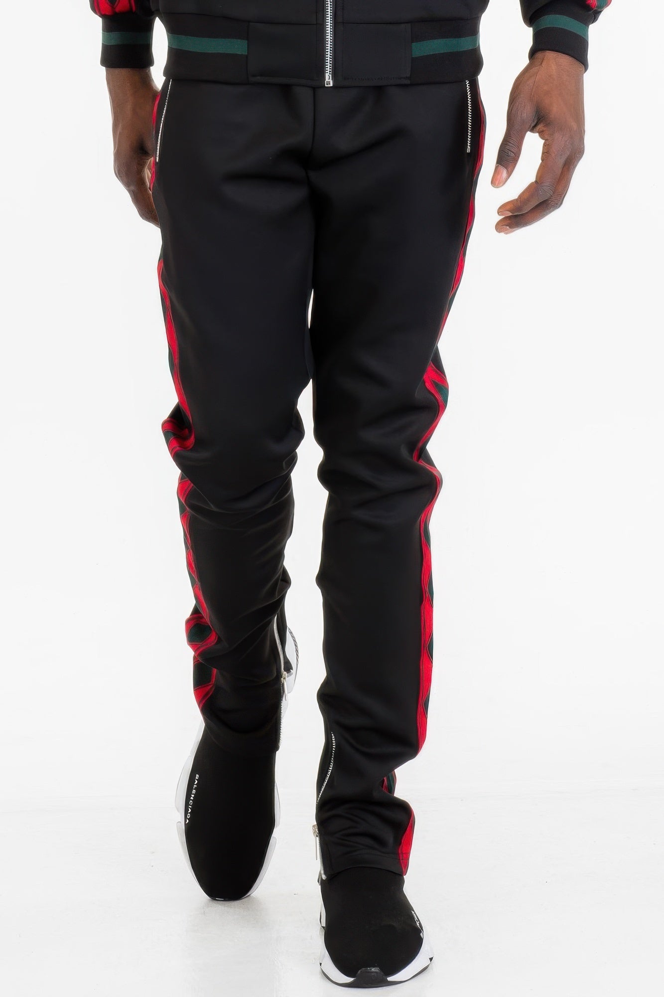 Men's Diamond Tape Track Pants-Black