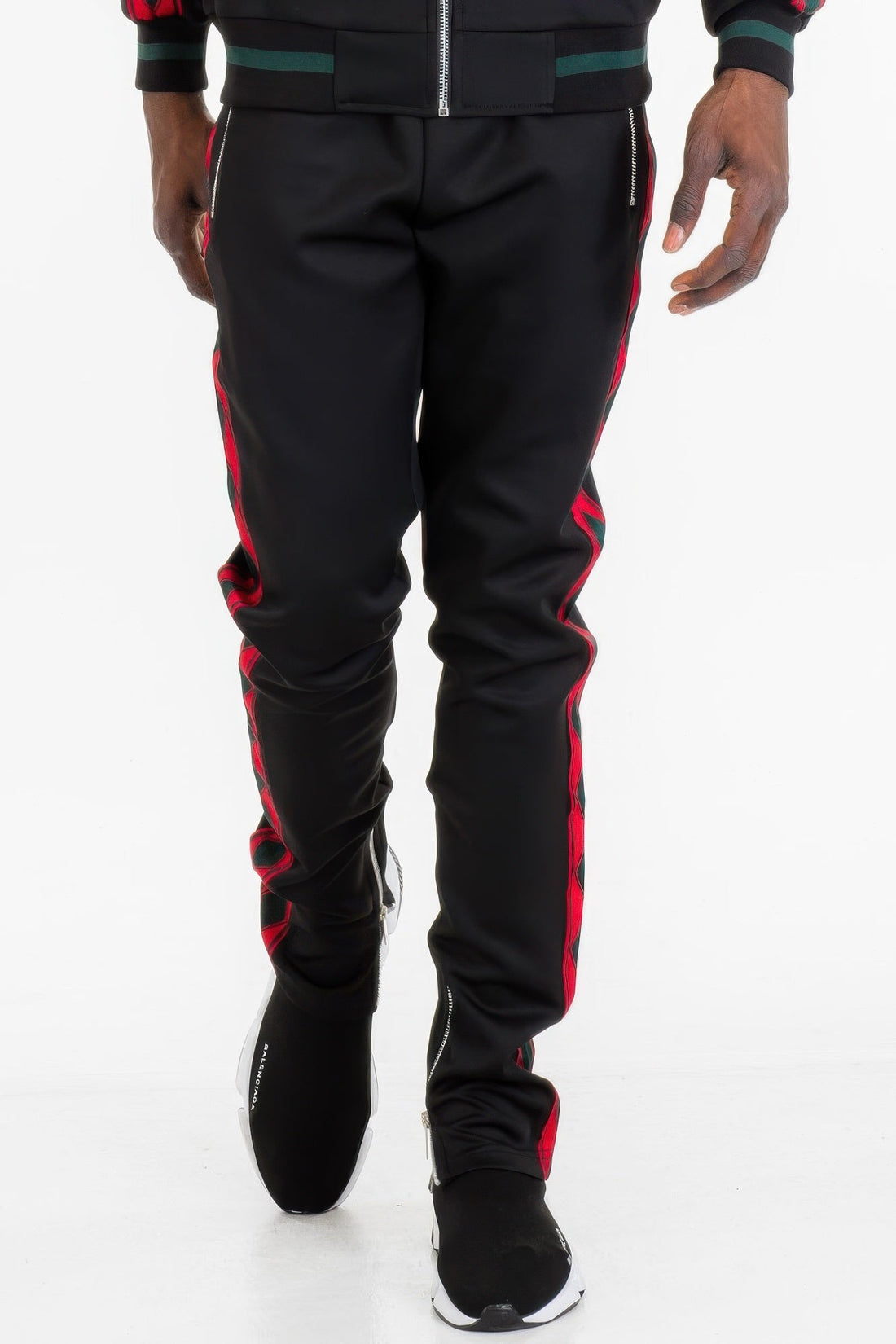 Men's Diamond Tape Track Pants-Black