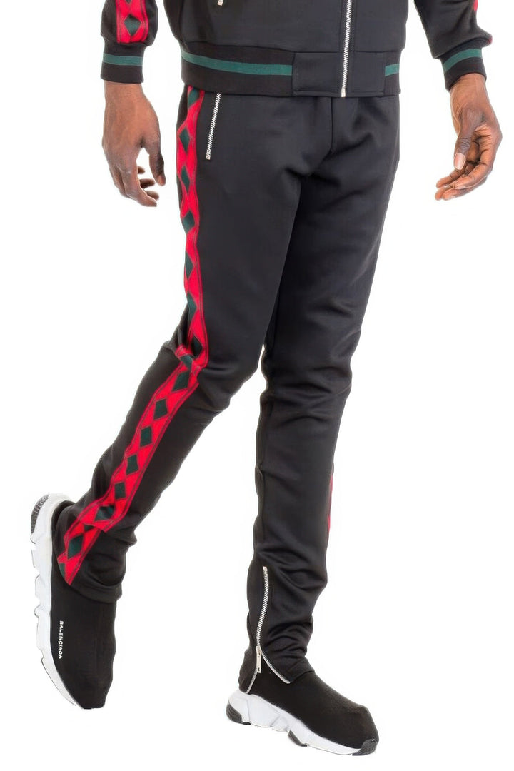 Men's Diamond Tape Track Pants-Black