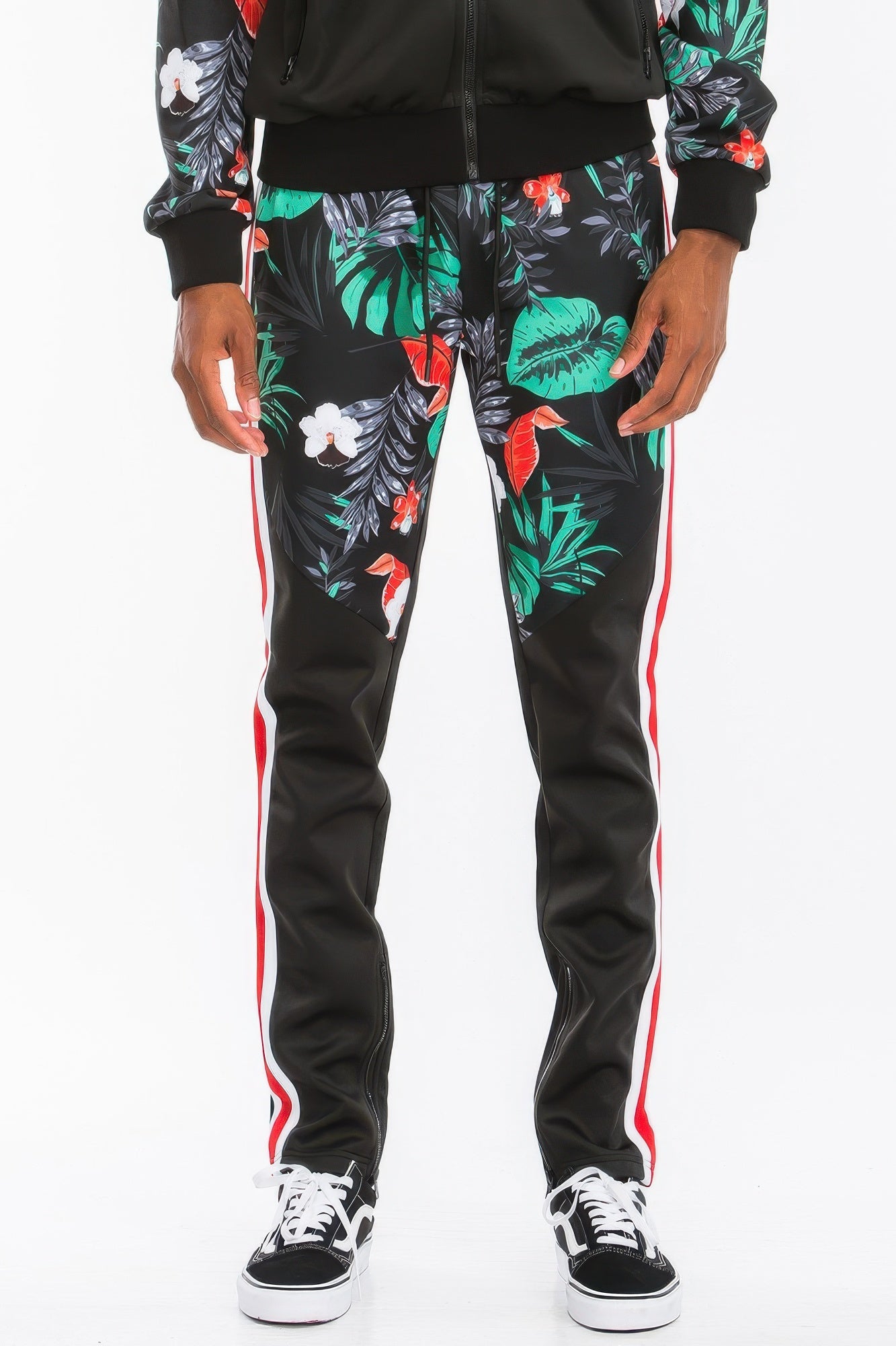 Men's Floral Printed Polyester Track Set