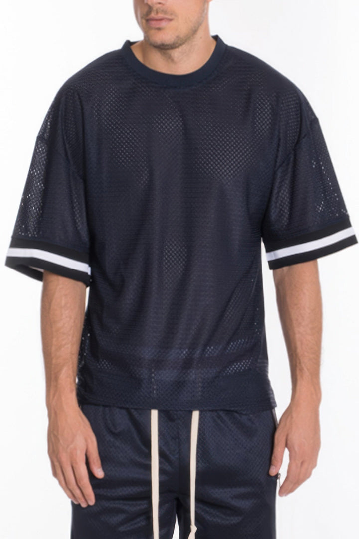 Men's Mesh Sleeve Tape Athletic T-shirt