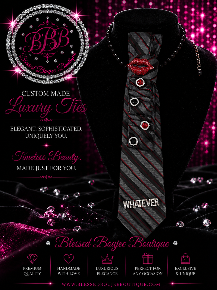 Women's Luxury Red Hot WHATEVER Lips Necktie Necklace