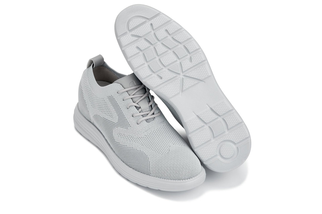 CALTO Men's Casual Lightweight Lace Up Walker (Pewter/Light Grey Sole)