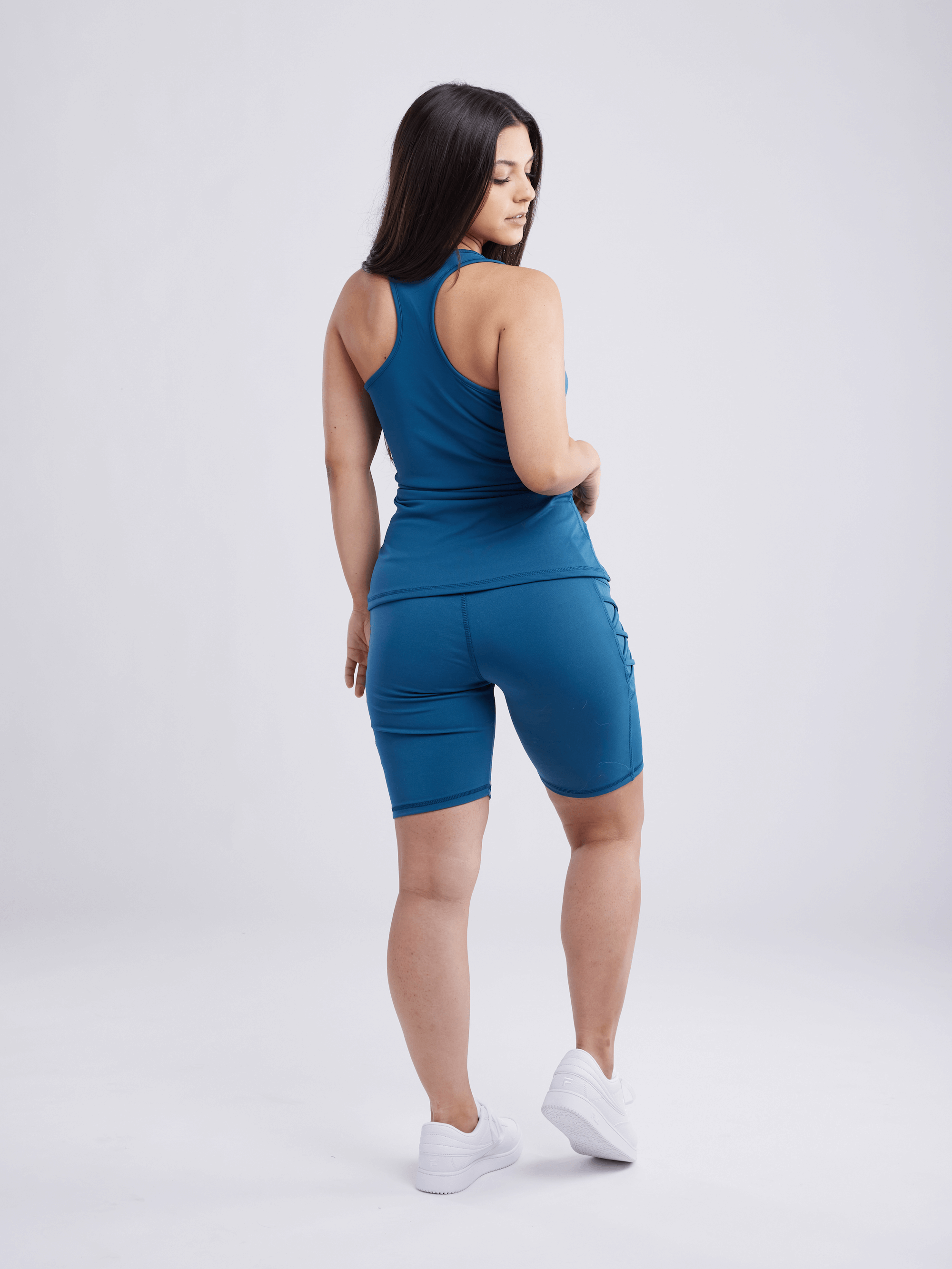 JupiterGear Women's High-Waisted Workout Shorts with Pockets & Criss Cross Design