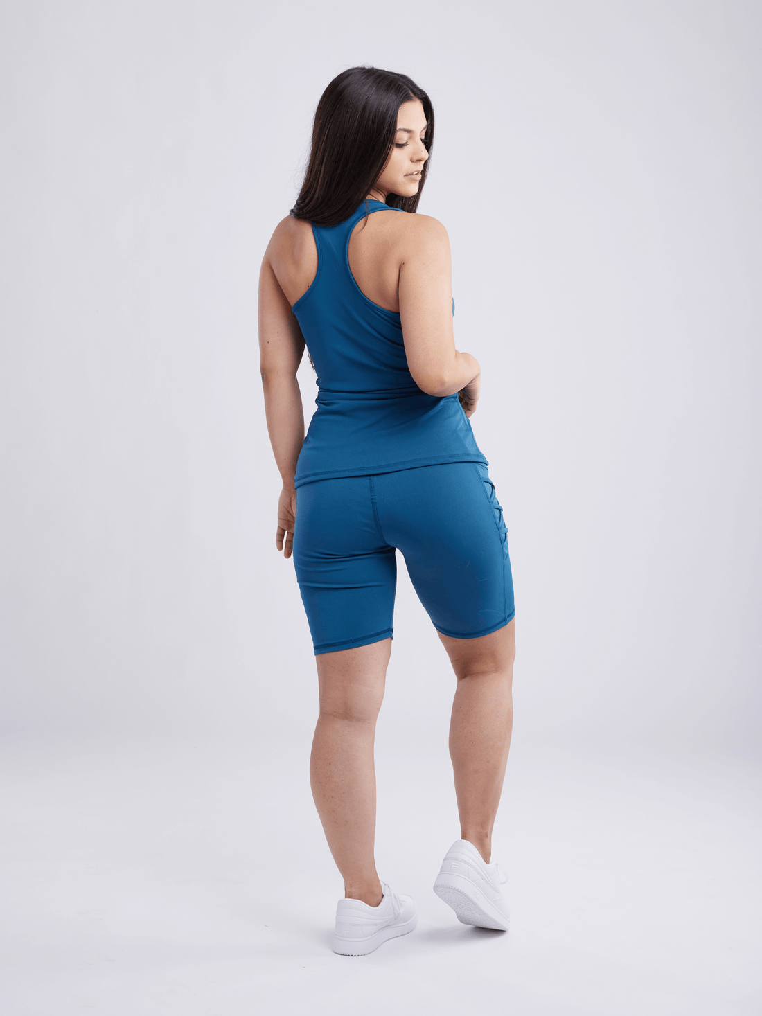 JupiterGear Women's High-Waisted Workout Shorts with Pockets & Criss Cross Design