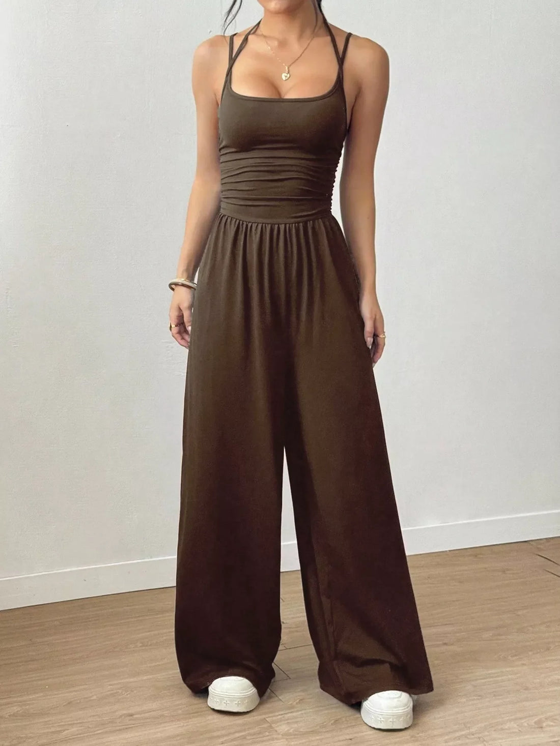 Women's Casual Sleeveless Wide Leg Jumpsuit