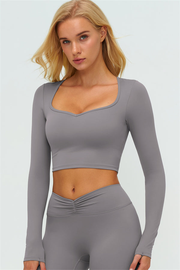 Women's The Lushness Long Sleeve Crop Top Shorts 2-Piece Set