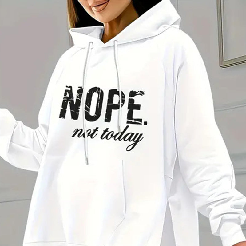 Women's Casual 2-Piece Set Solid Color Leggings & Letter Print Hooded Sweatshirt