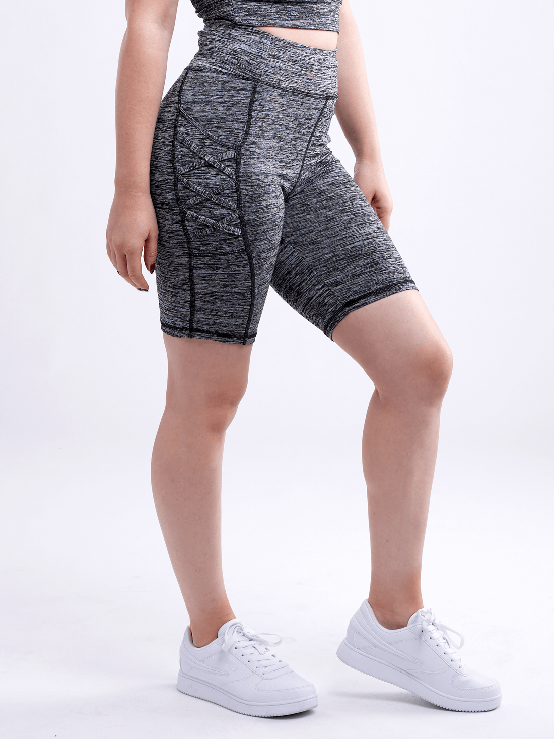 JupiterGear Women's High-Waisted Workout Shorts with Pockets & Criss Cross Design
