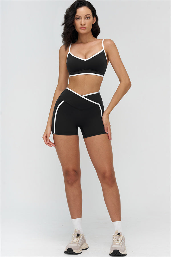 Women's "The Crave" Contrast Sports Bra Shorts 2-Piece Set