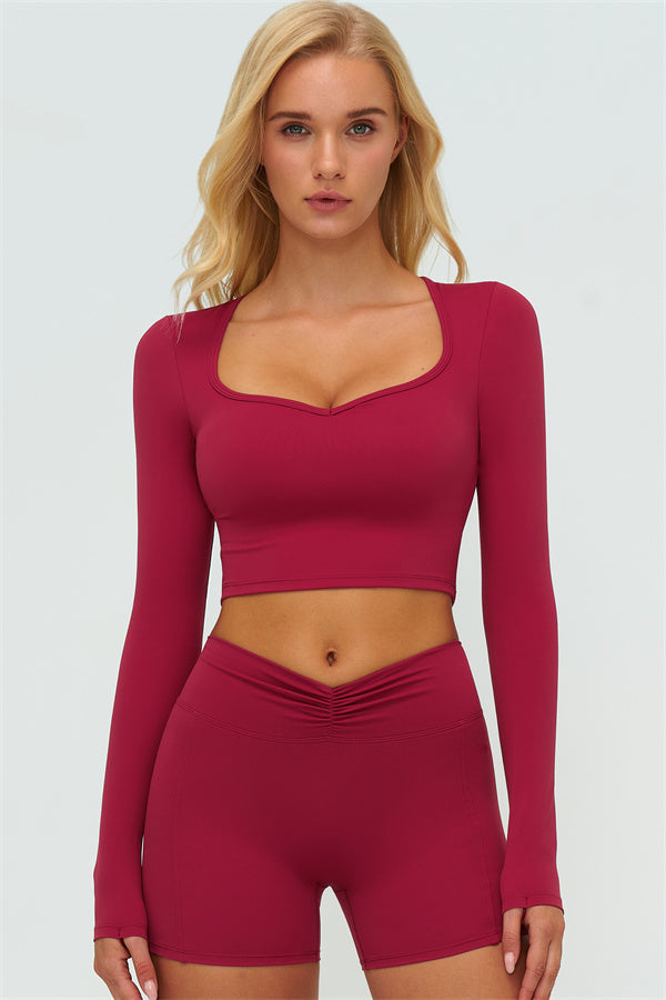 Women's The Lushness Long Sleeve Crop Top Shorts 2-Piece Set
