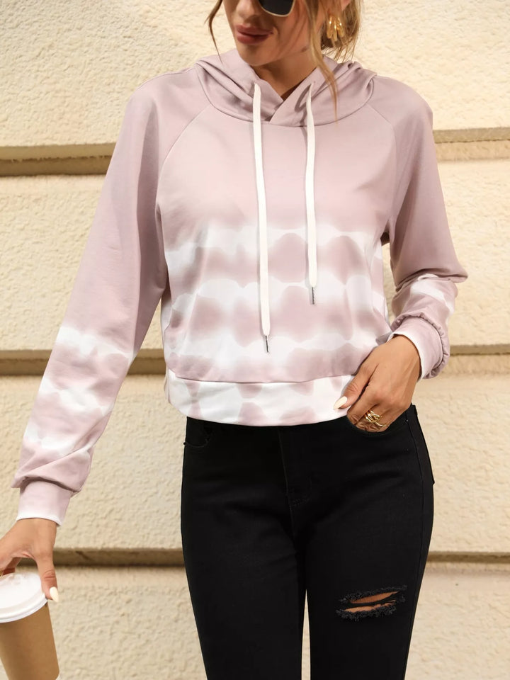 Women's Tie-Dye Drawstring Raglan Sleeve Hoodie