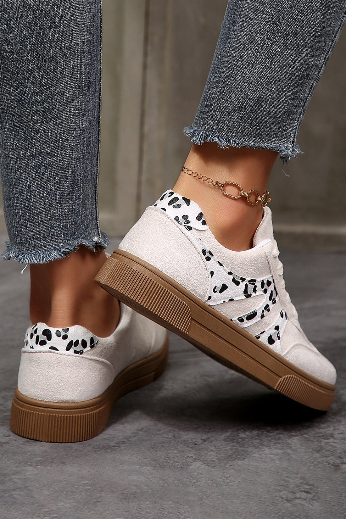 Samantha Leopard Print Lace Up Casual Shoes