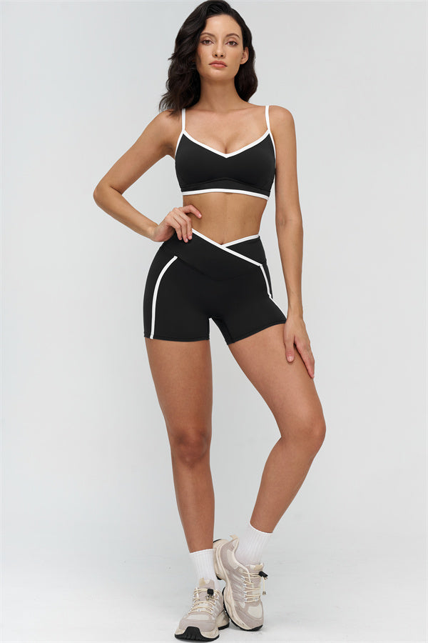 Women's "The Crave" Contrast Sports Bra Shorts 2-Piece Set