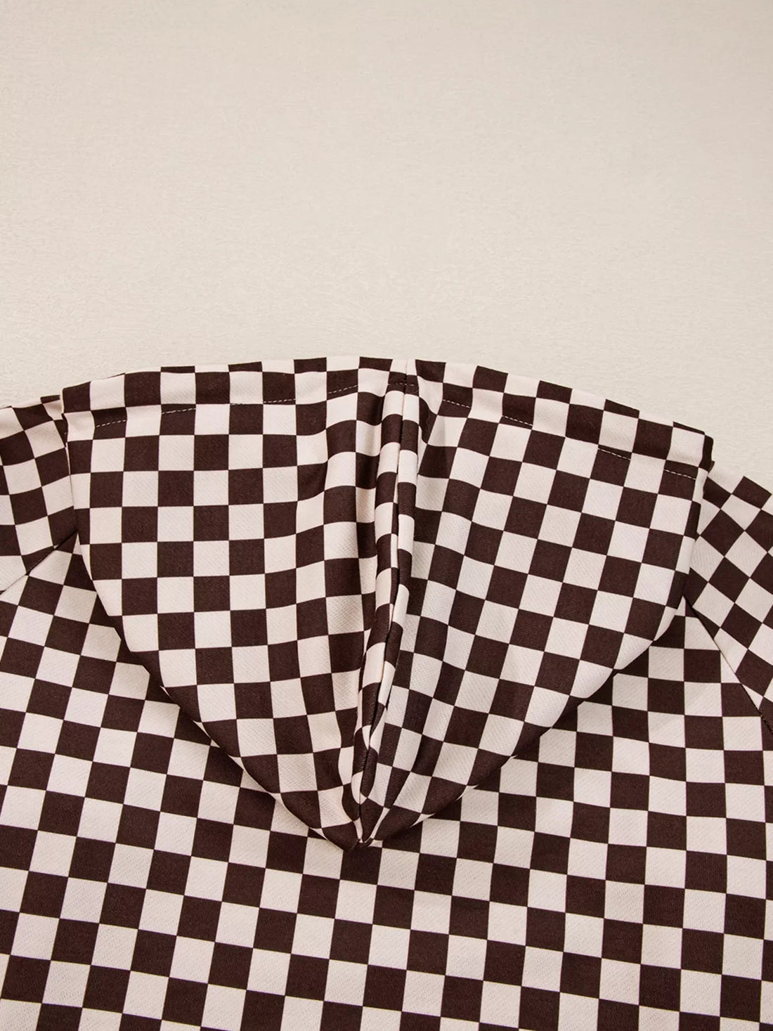 Women's Checkered Drawstring Hoodie and Pants Set