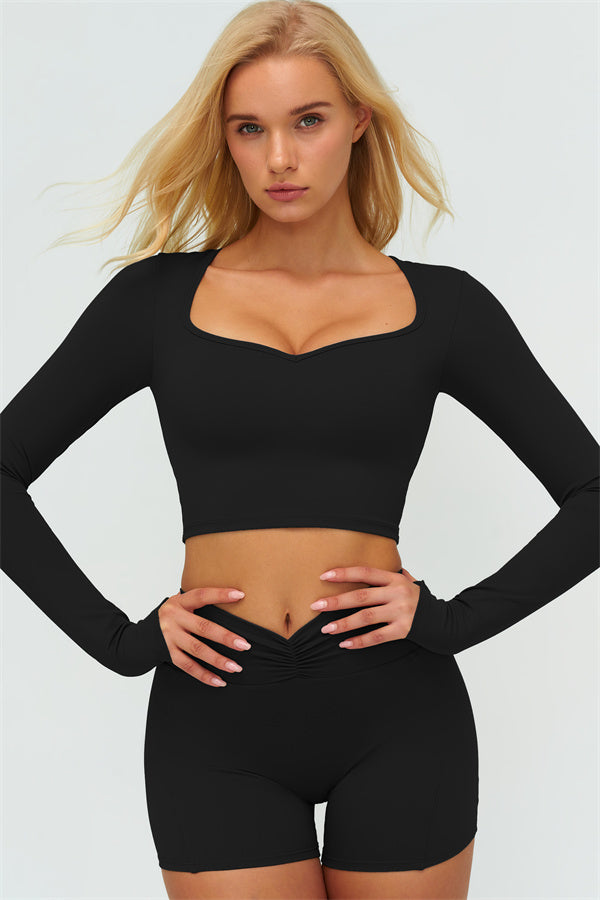 Women's The Lushness Long Sleeve Crop Top Shorts 2-Piece Set