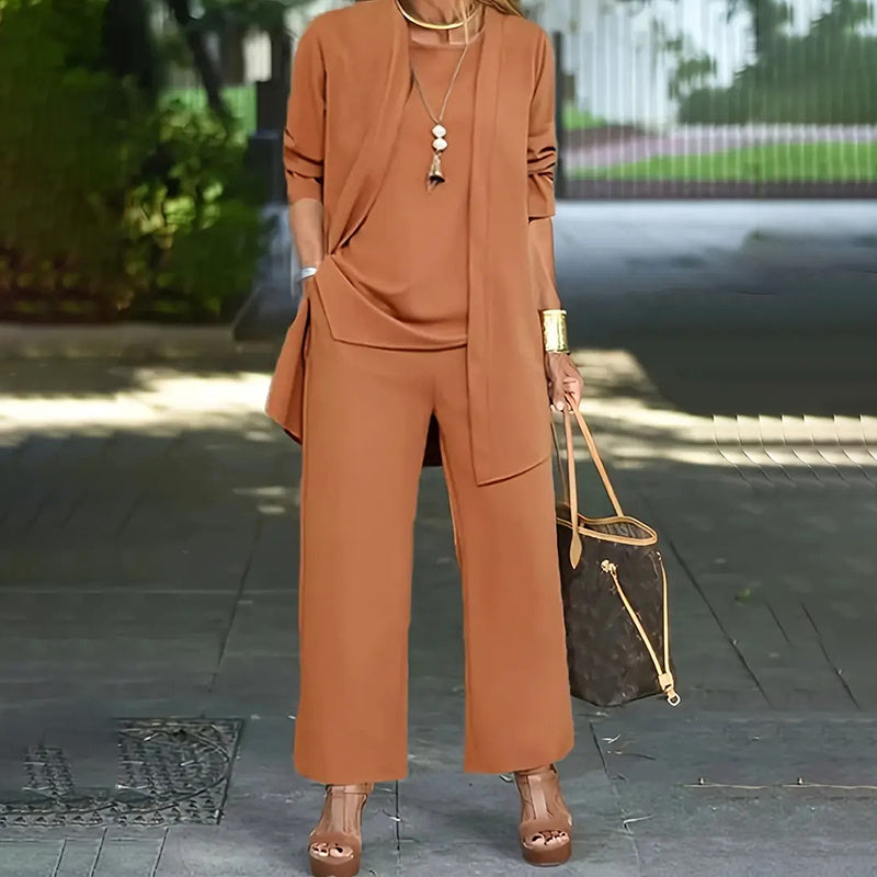 Women's Plus Size Casual Open Front Cardigan 3-Piece Set