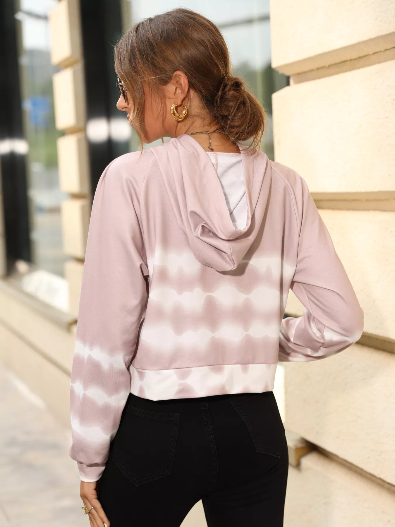 Women's Tie-Dye Drawstring Raglan Sleeve Hoodie