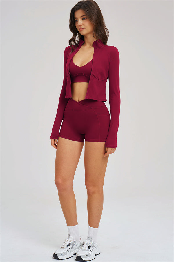 Women's The Sizzle Zip Jacket Sports Bra Shorts 3-Piece Set