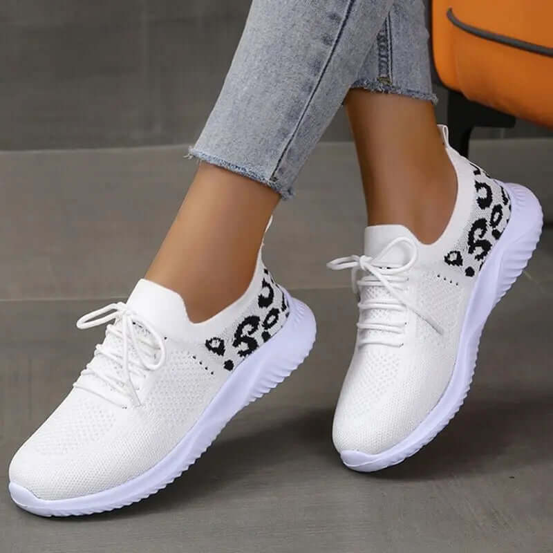 Women's Leopard Print Lace-up Sport Sneakers