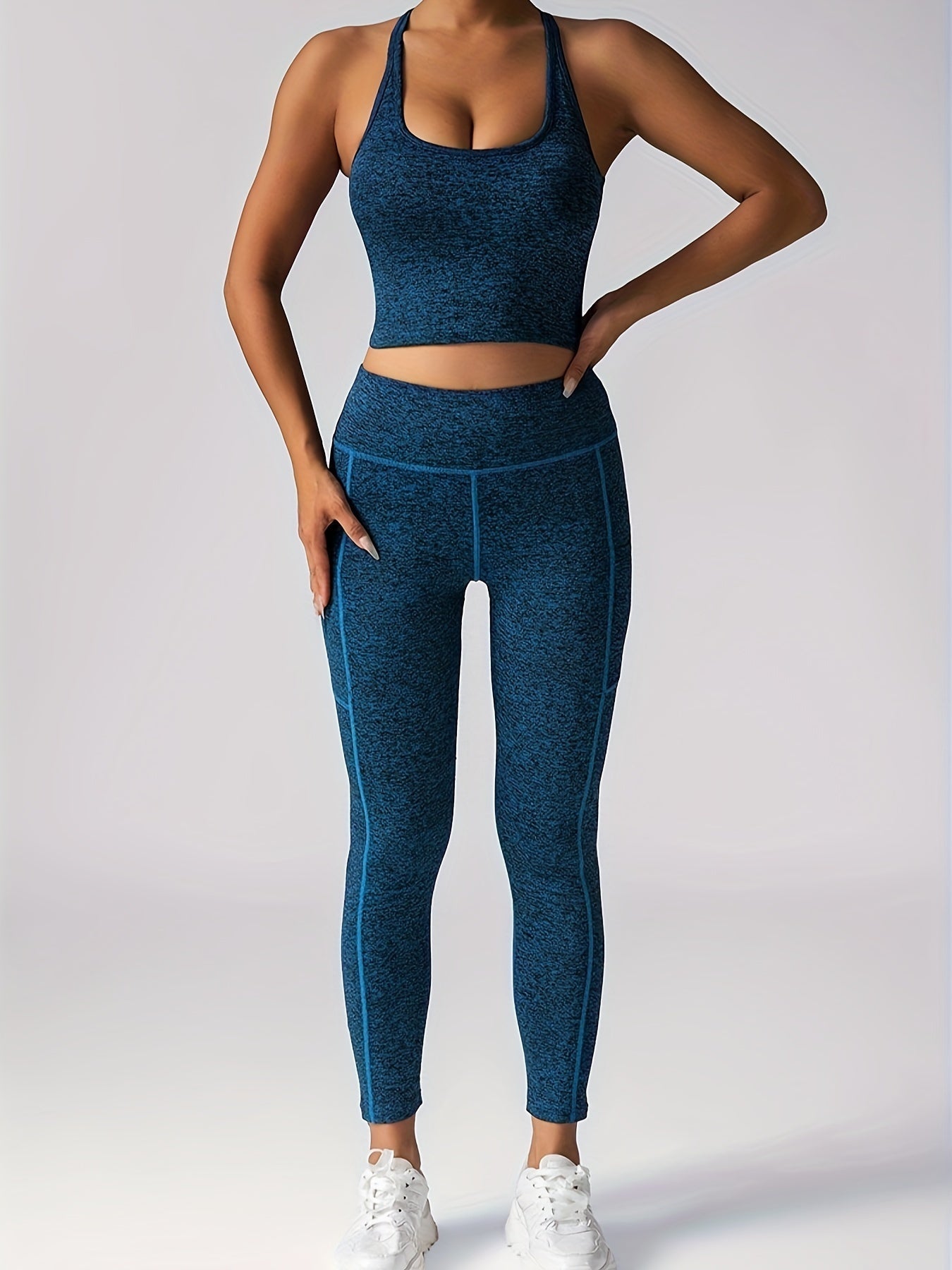 Women's Yoga High Waist Sport Two Piece Workout Set with pockets