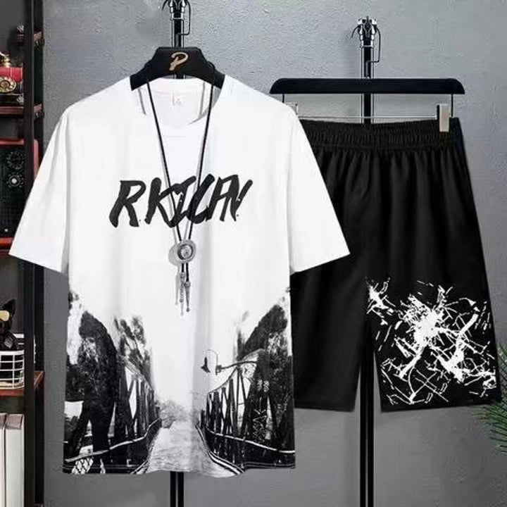 Men's Sports Plus Size Short-Sleeved T-shirt Shorts Set