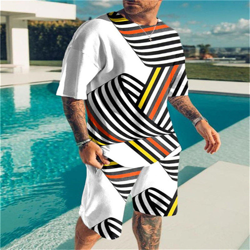 Men's Digital Color Printed Casual Loose Shorts