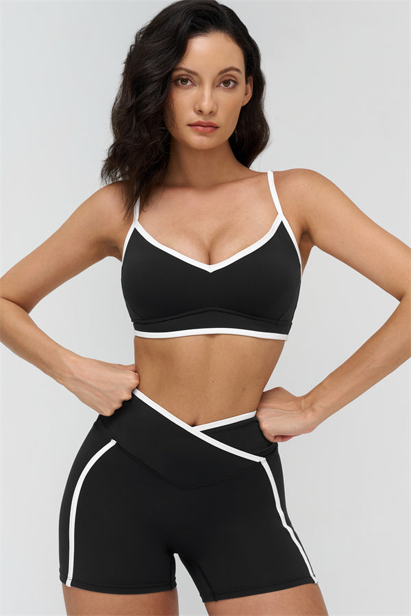 Women's "The Crave" Contrast Sports Bra Shorts 2-Piece Set