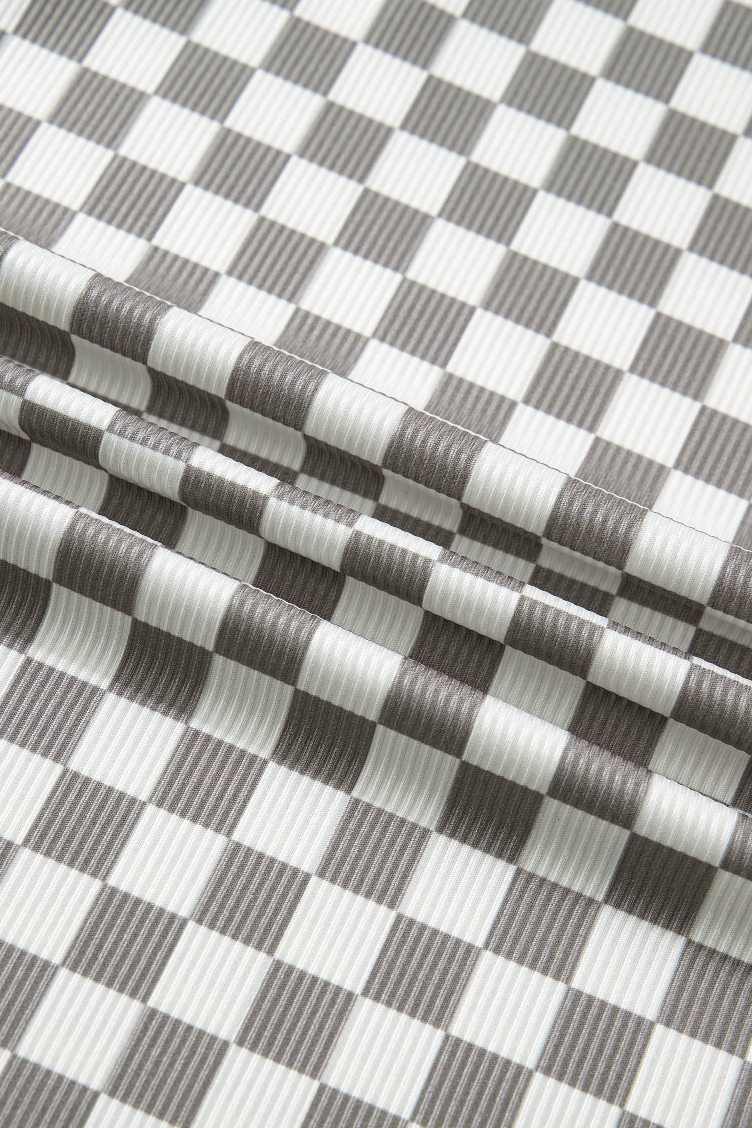 Women's Checker Ribbed Knit Halter Tank Top