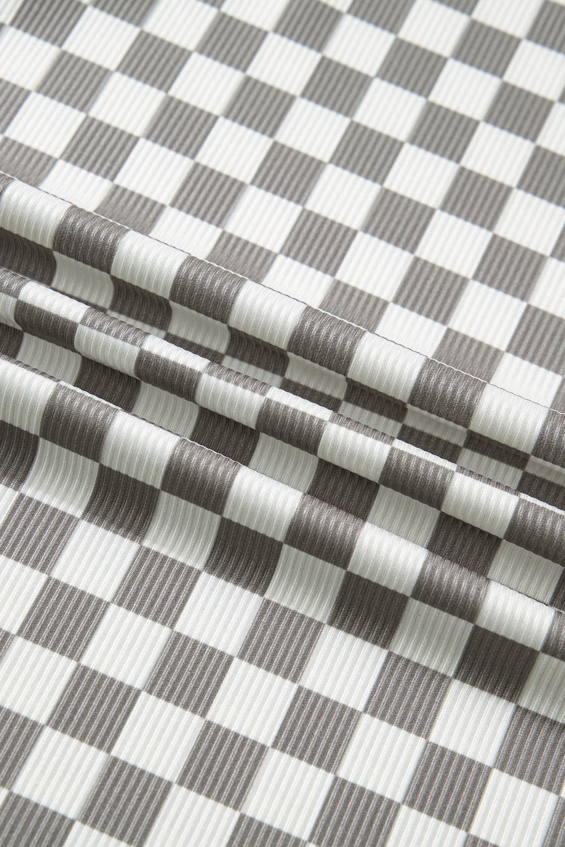 Women's Checker Ribbed Knit Halter Tank Top