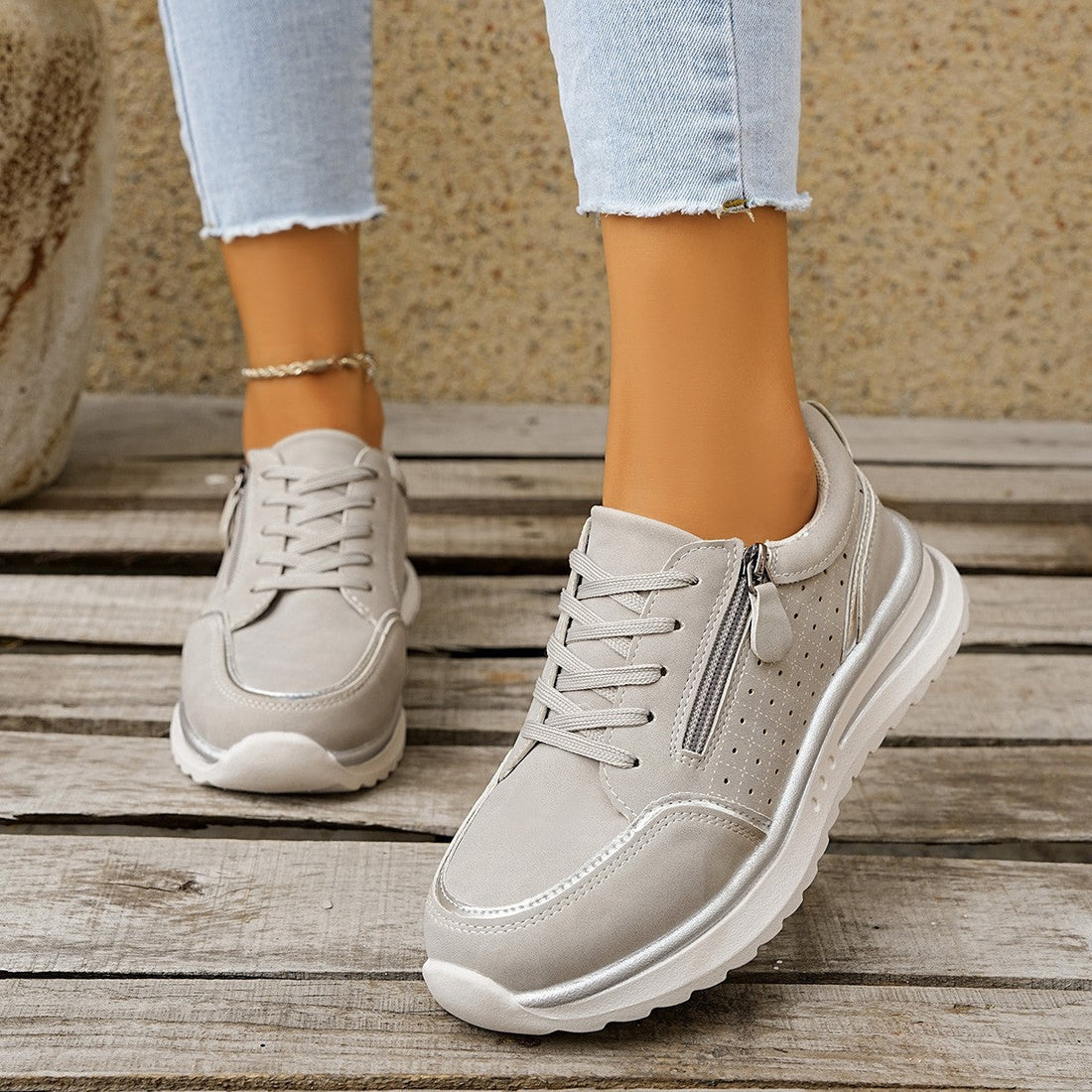 Women's Side-Zip Chunky Sole Sneakers