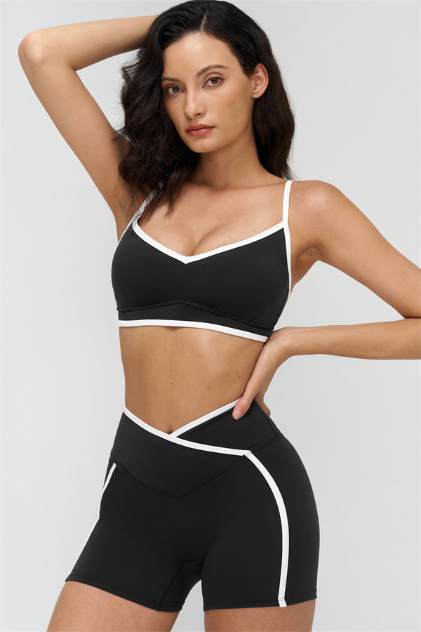 Women's "The Crave" Contrast Sports Bra Shorts 2-Piece Set