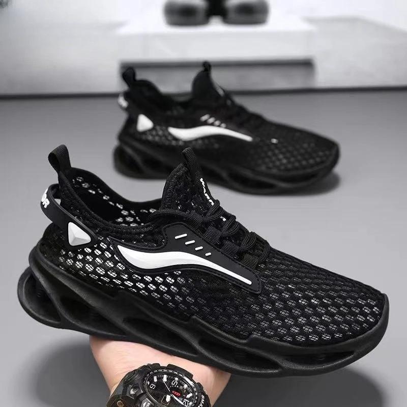 Men's Mesh Hollow-Sole Lace-up Sneakers