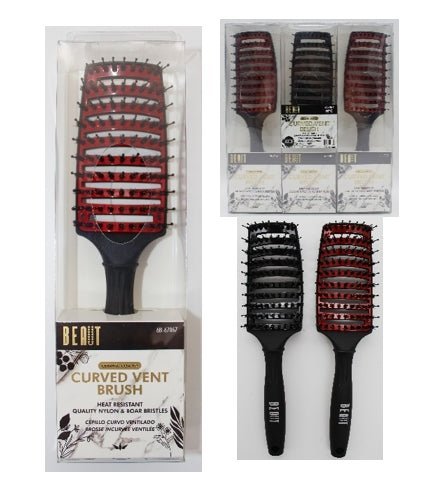 BEAUTY HEAT RESISTANT CURVED VENT BRUSH W/ BRISTLES