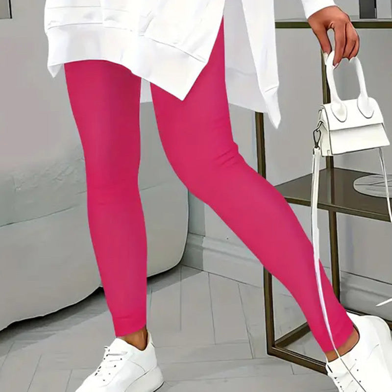 Women's Casual 2-Piece Set Solid Color Leggings & Letter Print Hooded Sweatshirt
