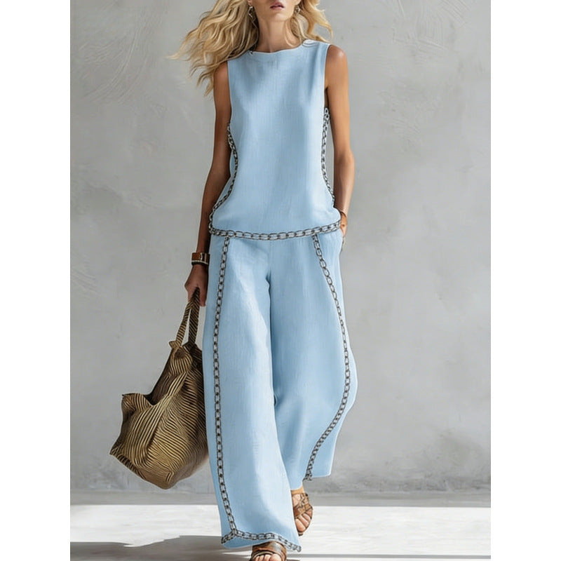 Women's Printed Retro Sleeveless Top & Wide-Leg Pants Set | 12 Prints S–5XL