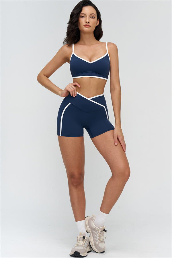 Women's "The Crave" Contrast Sports Bra Shorts 2-Piece Set