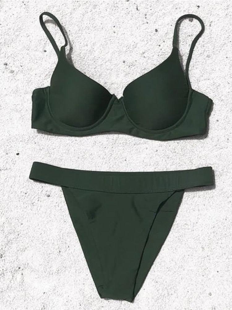 Women's High Waist Underwire Top Bikini Swimwear