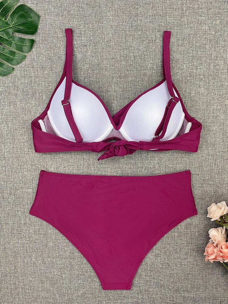 Women's High Waist Underwire Top Bikini Swimwear