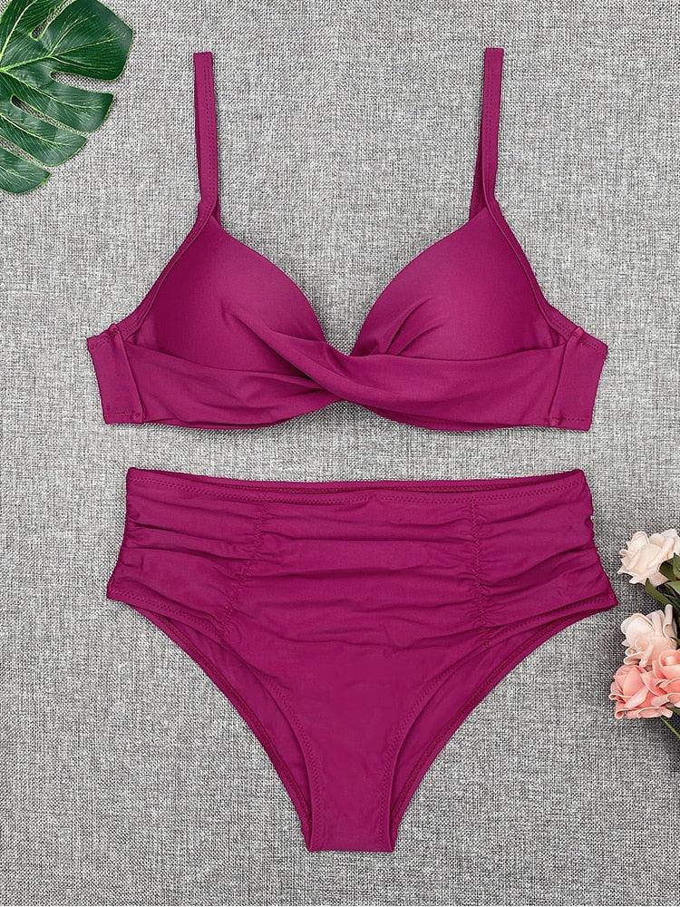 Women's High Waist Underwire Top Bikini Swimwear