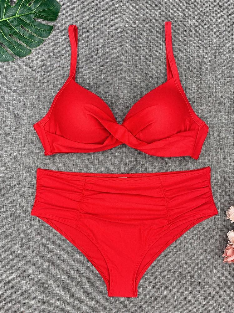 Women's High Waist Underwire Top Bikini Swimwear