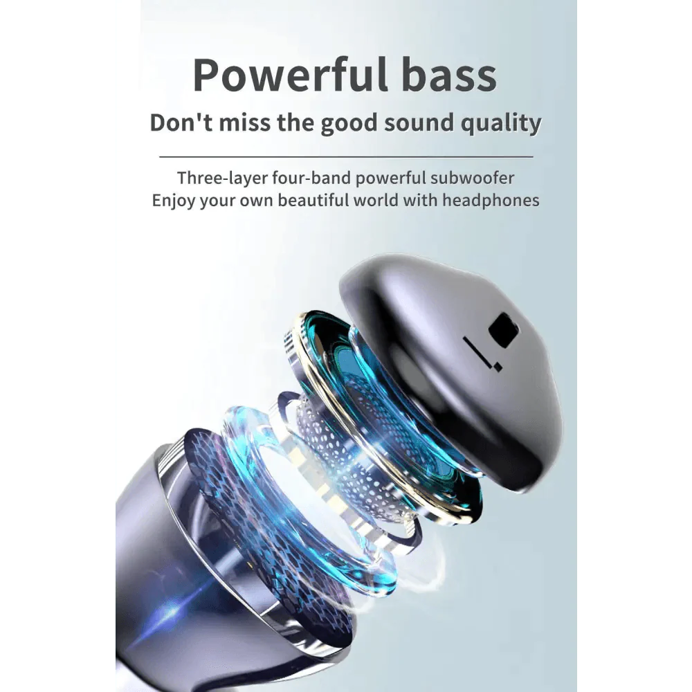 Black Bluetooth-Compatible Lightweight Wireless Bass Ear Buds With Mic Touch