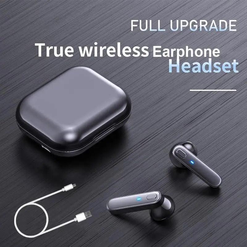 Black Bluetooth-Compatible Lightweight Wireless Bass Ear Buds With Mic Touch