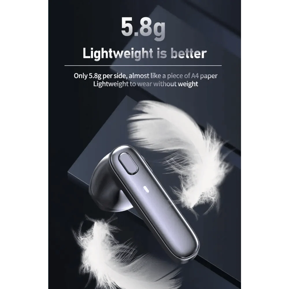 Black Bluetooth-Compatible Lightweight Wireless Bass Ear Buds With Mic Touch