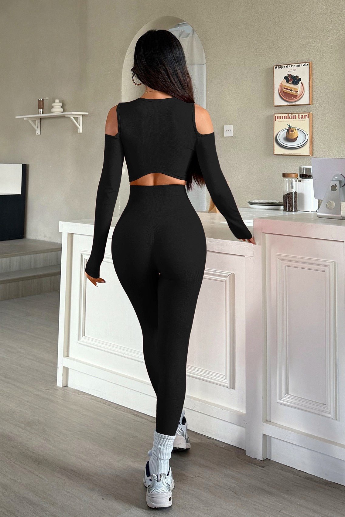 Blaire Women's Sport Luxury Athleisure Cut-Out Shoulder Top & Legging Set
