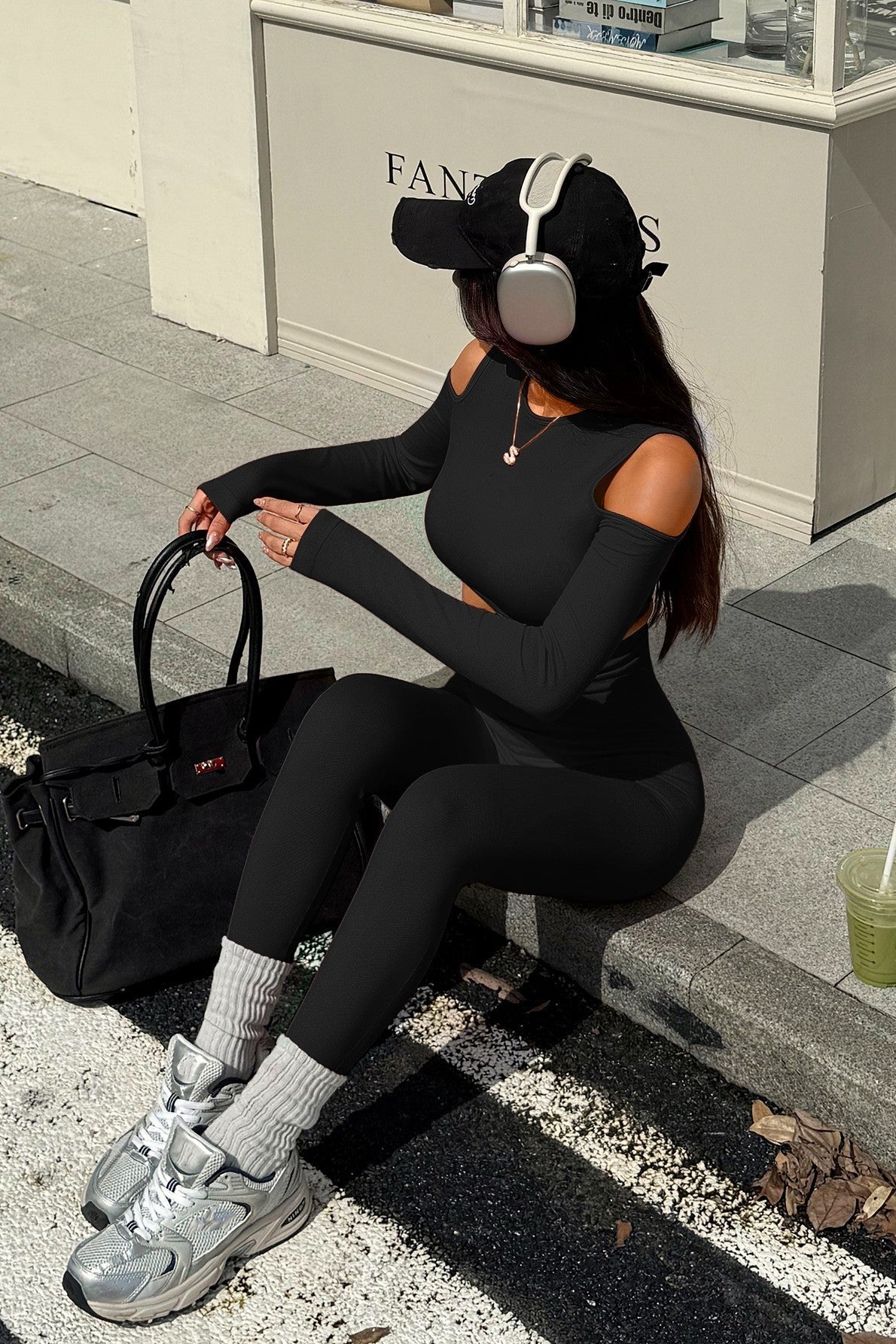 Blaire Women's Sport Luxury Athleisure Cut-Out Shoulder Top & Legging Set