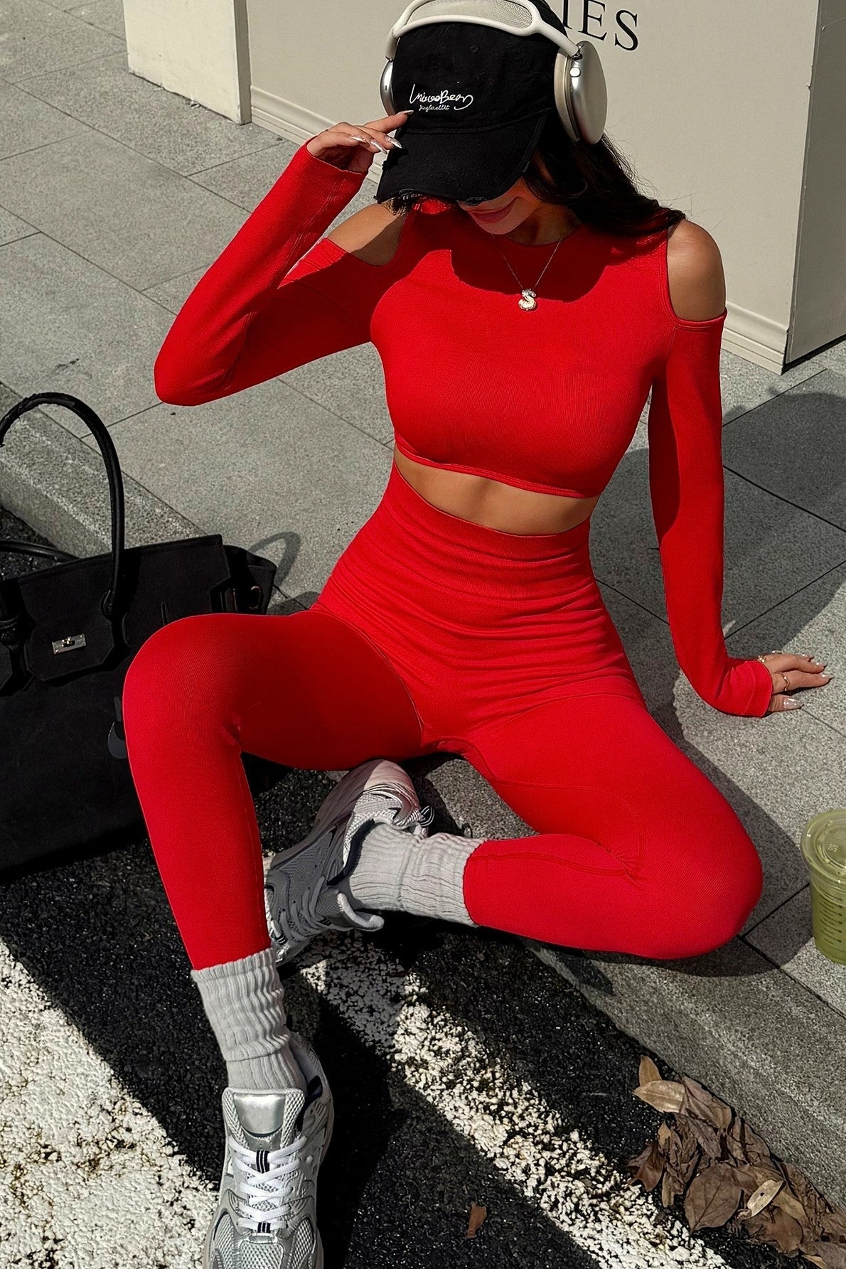 Blaire Women's Sport Luxury Athleisure Cut-Out Shoulder Top & Legging Set