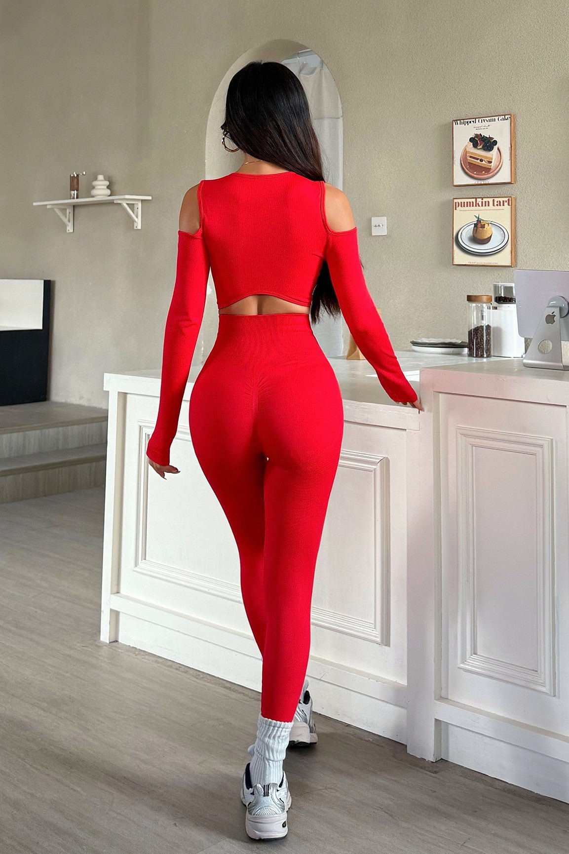 Blaire Women's Sport Luxury Athleisure Cut-Out Shoulder Top & Legging Set