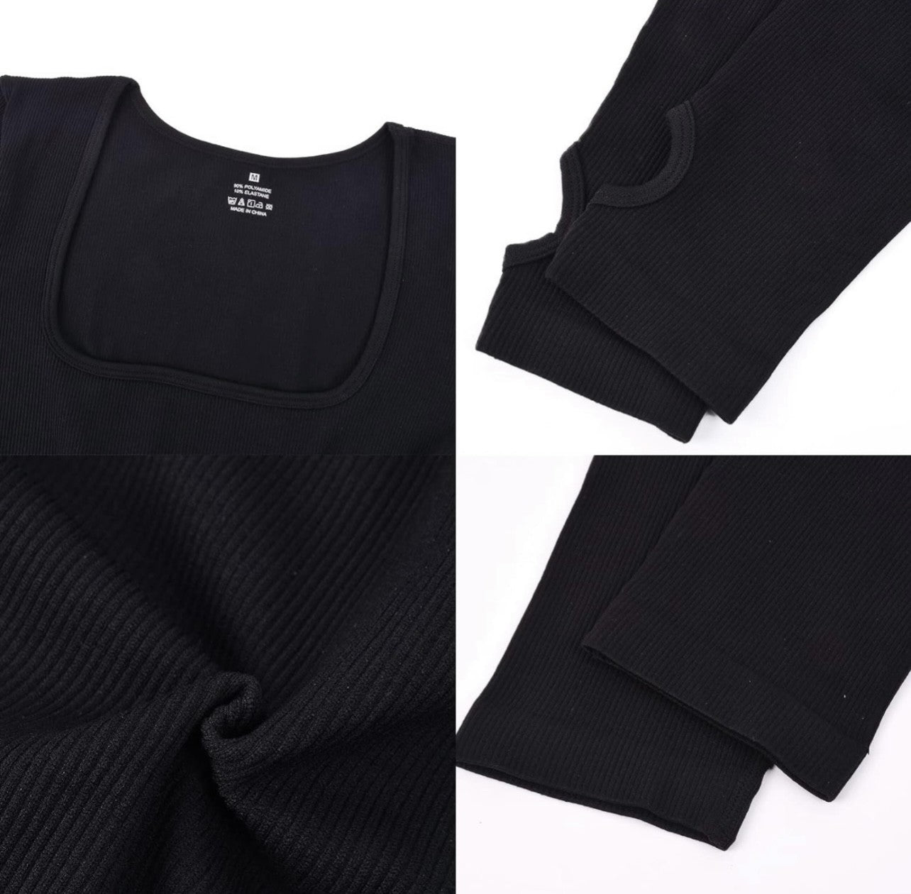 Women's Blaire Sport Serenity Square Neck Ribbed Long Sleeve Gym Jumpsuit