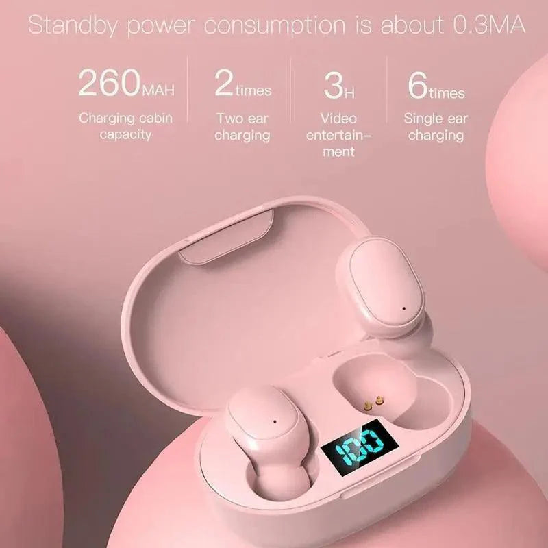 Bluetooth Wireless Ear Buds with 5.0 LED Display Button For Workouts And Running